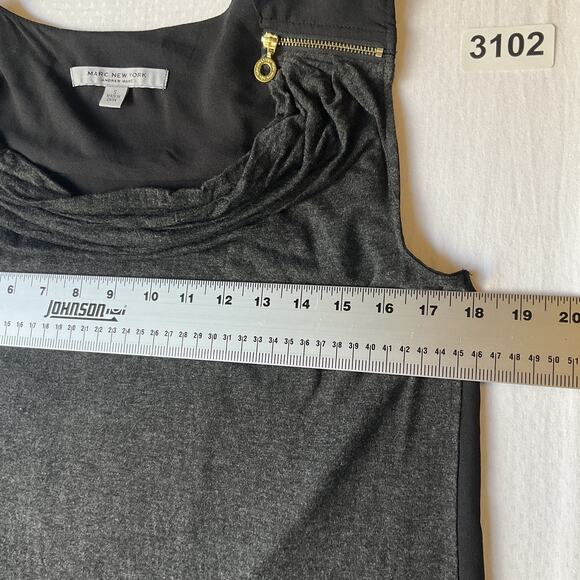 Marc New York Andrew Women Blouse Size S Gray Zipper Crew Neck Pullover Stretch - Picture 5 of 8